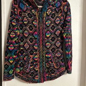 PERU handmade sweater with front closure, pockets and hat size S